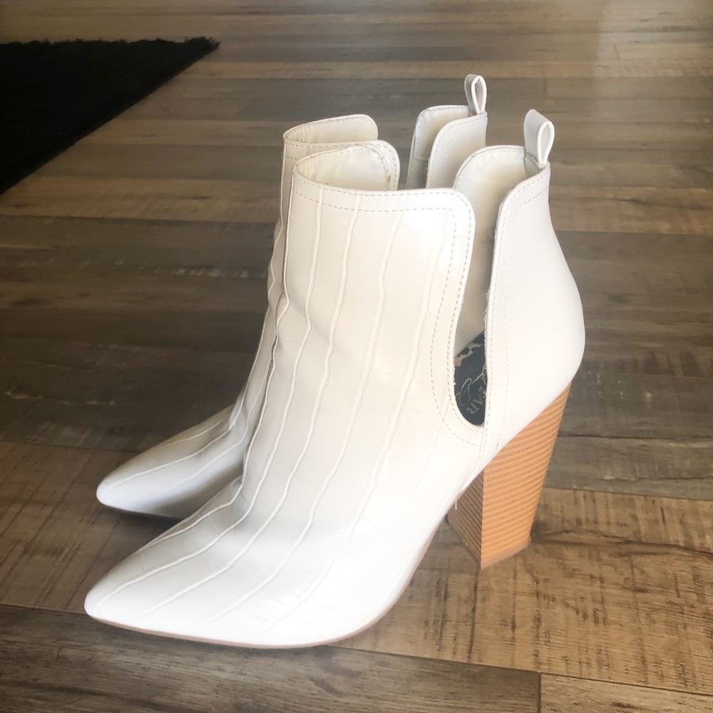 White crocodile boots